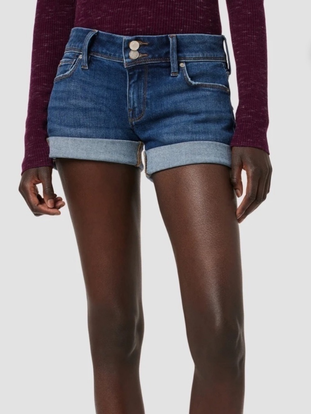 Hudson Croxley Mid-Thigh Denim Shorts Cuffed Dark Wash Size 25